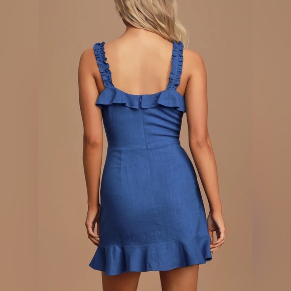 Lulu's Blue Ruffle Mini Dress - Picture 2 of 6